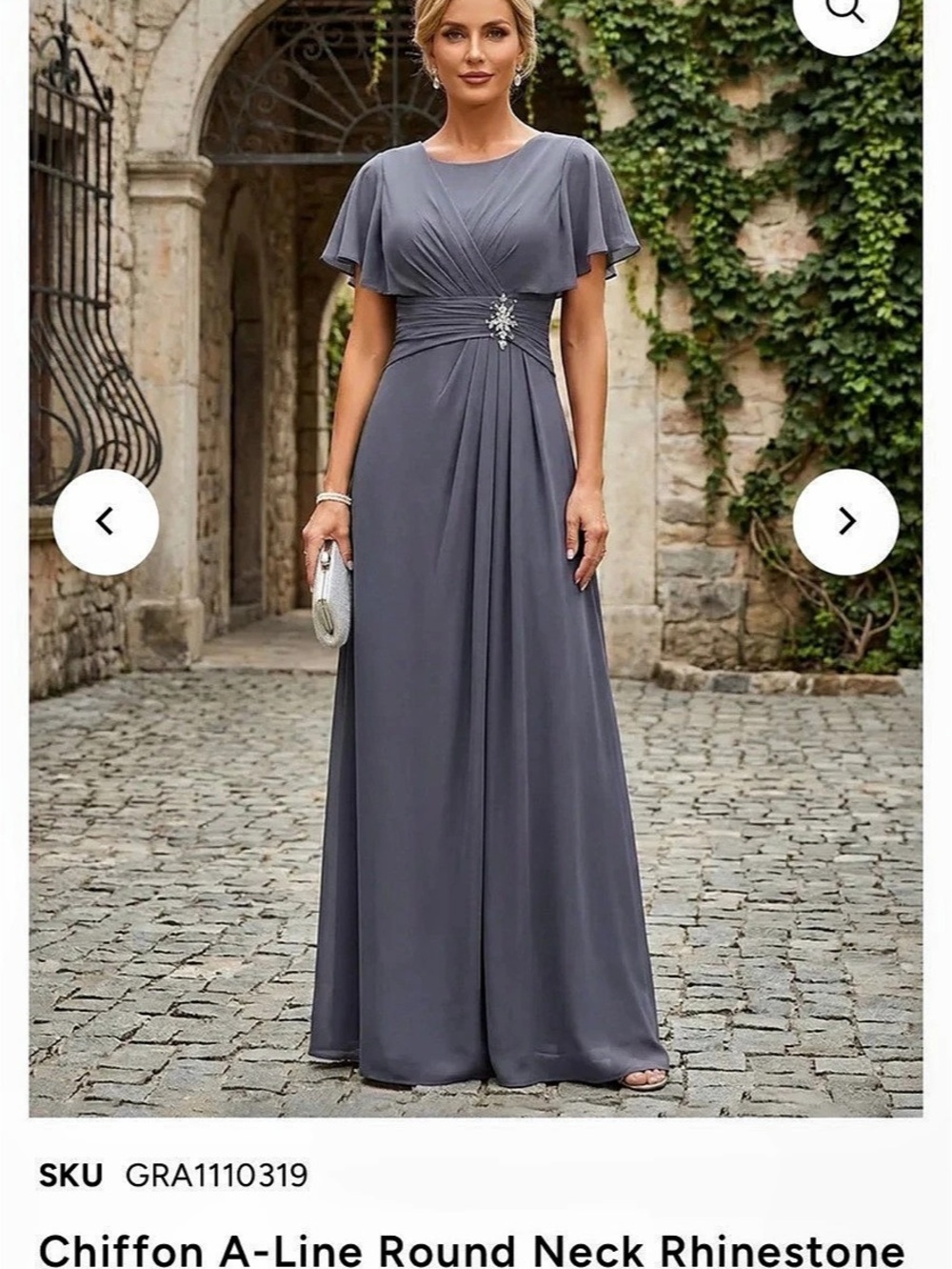 NWT Chiffon A-Line Round Neck Rhinestone Mother of the Bride - Groom Wedding Gue